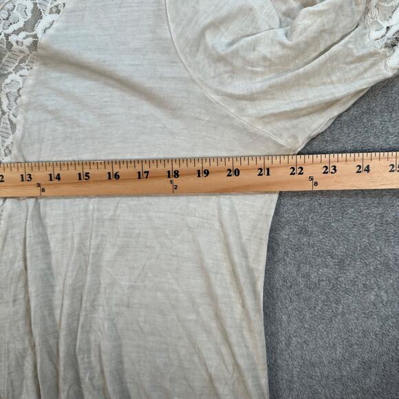 Sundance Faux Wrap Tunic Top Women's Medium Beige Lace Trim Tassel Long Sleeve - Picture 5 of 7